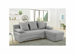 Hoeksalon Polaris 191x143cm - stof - grijs met slaapfunctie