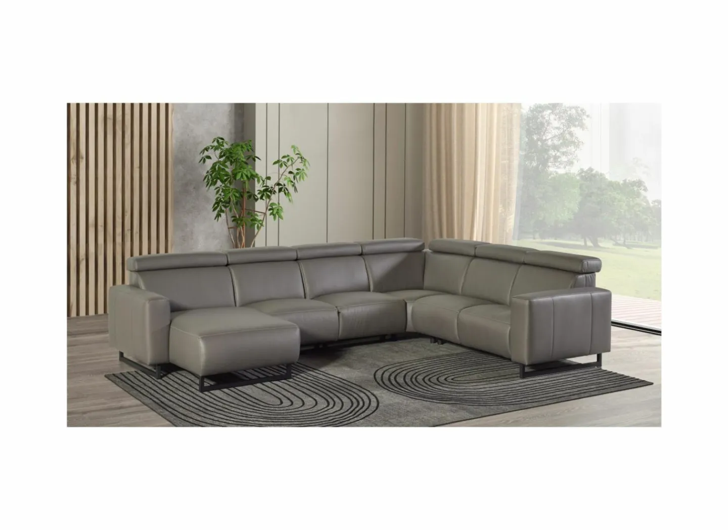 Hoeksalon Rigole 348x256cm - stof - donkergrijs