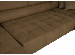 Hoeksalon Rimini 388x224cm - stof - cognac met bedfunctie