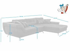 Hoeksalon San Francisco 355x218cm - stof - grijs