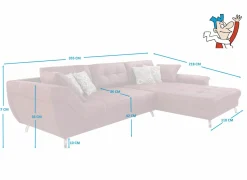 Hoeksalon San Francisco 355x218cm - stof - rood