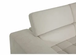 Hoeksalon Satellite-S 323x222cm - stof - naturel met poef en zitdiepteverstelling