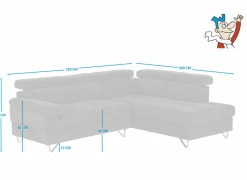 Hoeksalon Sirocco 230x200cm - stof - donkergrijs met bedfunctie