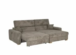 Hoeksalon Slider 279x186cm - ribcord stof - bruin met bedfunctie