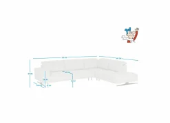 Hoeksalon Sunset 320x247cm - stof - lichtgrijs