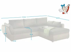 Hoeksalon Taifun 272x200cm - stof - bruin met bedfunctie