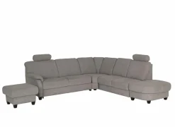 Hoeksalon Toulouse 269x287cm - stof - zilvergrijs met bedfunctie & poef & opbergruimte
