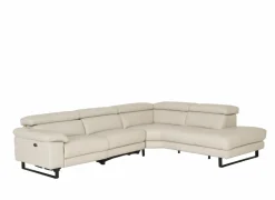 Hoeksalon Uran 292x237cm - leder - beige met relax