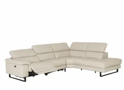 Hoeksalon Uran 292x237cm - leder - beige met relax
