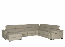 Hoeksalon Walk 380x303cm - leder - grijs met relax