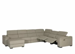 Hoeksalon Walk 380x303cm - leder - grijs met relax