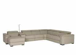 Hoeksalon Walk 413x303cm - leder - grijs met opbergruimte