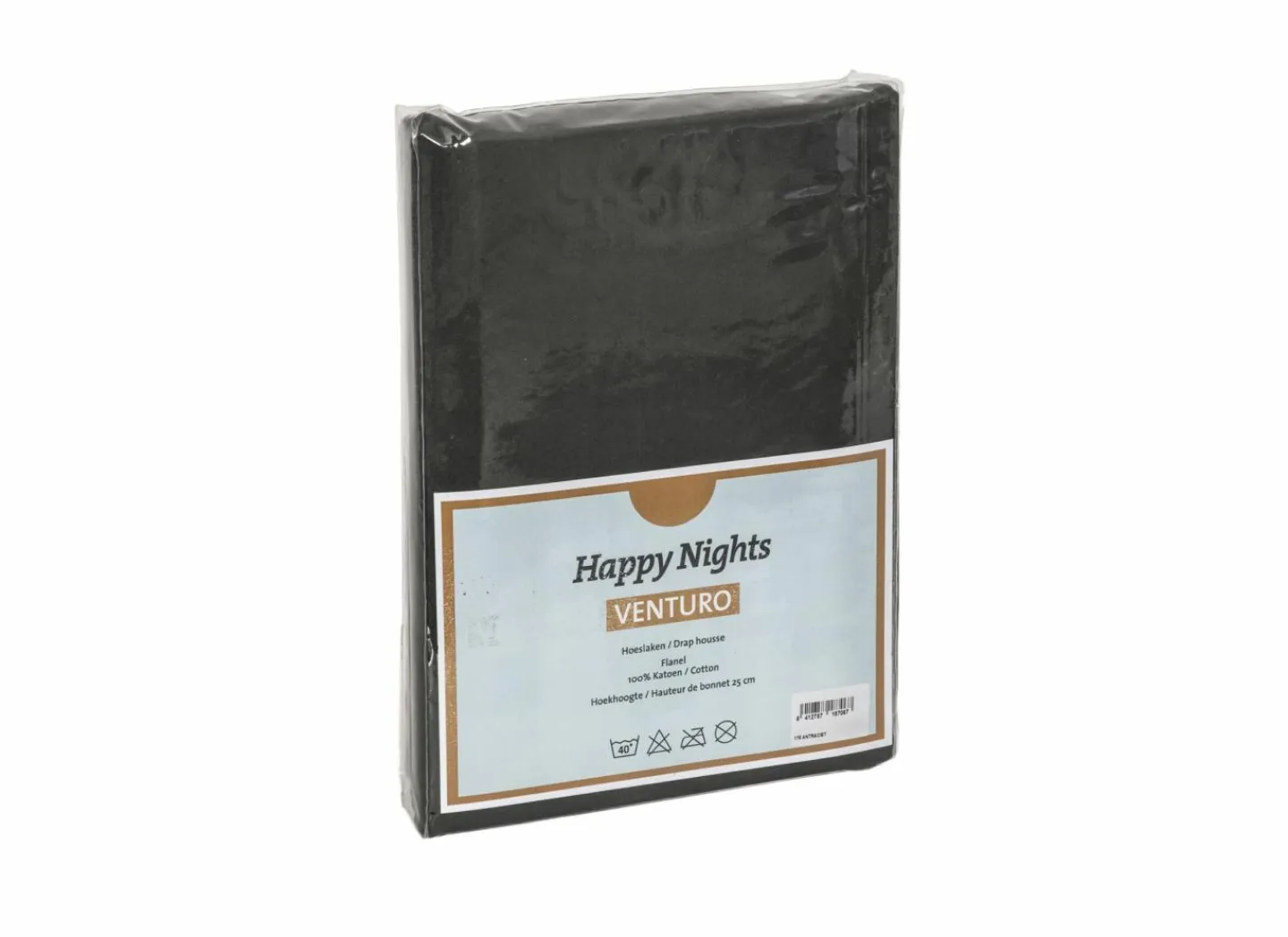 Hoeslaken Venturo 160x200cm - flanel - antraciet