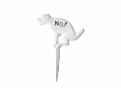 Hondenbordje poepen "No!" 23x1,4x31,9cm - gietijzer - wit