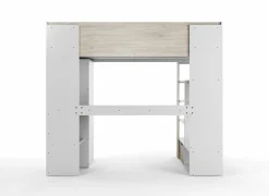 Hoogslaper Evora 90x200cm - decor - ivory oak & wit met bureau en opbergruimte