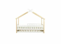 Huisbed Guinevere 90x200cm - den massief - naturel & wit met bedlade