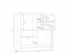Kast Best Chest 77x30x78cm - decor - artisanale eik & wit