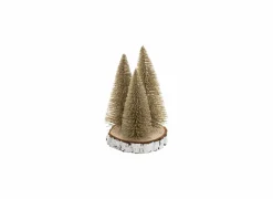 Kerstboom set van 3 op houten schijf H20cm