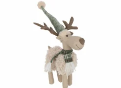 J line Kerstdecoratie Eland Sjaal S 22x8x49cm - polyester - gebroken wit & groen