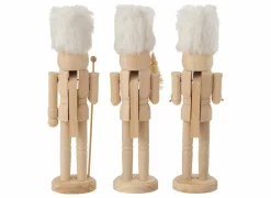 J line Kerstdecoratie Notenkraker  Hout & bont - naturel & wit 3 stuks