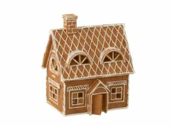 Kerstdecoratie Peperkoekenhuis 18,5x14x22cm - polystone - bruin