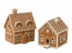 Kerstdecoratie Peperkoekenhuis 18,5x14x22cm - polystone - bruin