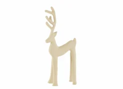 Kerstdecoratie Rendier 8x4x18,5cm - aluminium - beige
