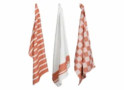 Cosy & Trendy Keukenhanddoek Stoff 70x50cm - katoen - rust set van 3