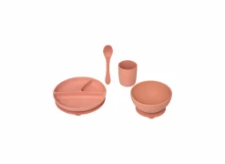 Kinderservies 4-delig - silicone - terracotta