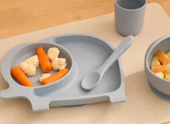 Kinderservies Olifant 6-delig - silicone - blauw