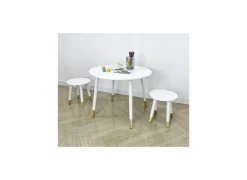 Kinderset tafel & 2 stoelen - MDF & hout - wit