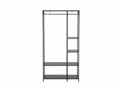 Kledingrek Gallo 90x40x178cm - melamine & metaal - zwart