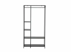 Kledingrek Gallo 90x40x178cm - melamine & metaal - zwart