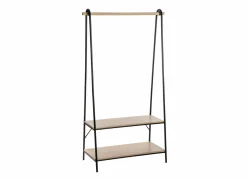 Kledingrek Jano 95,5x46x164,5cm - decor & metaal - zwart & naturel
