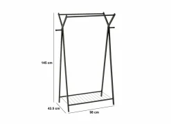 Kledingrek Metty 98x43,5x145cm - staal - zwart