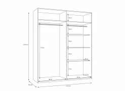 Kleerkast Adria 178cm - decor - zandeik & wolframgrijs