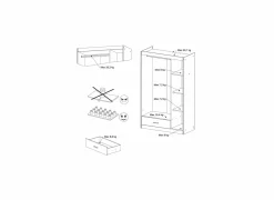 Kleerkast Charly 112cm - decor - acacia & wit