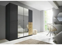 Kleerkast 181cm - decor - metallic grijs & artisanale eik