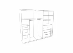 Kleerkast 226cm - decor - metallic grijs & artisanale eik