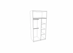 Kleerkast 95cm - decor - oak chalk & wit