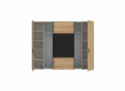 Kleerkast Dalate 271cm - decor - kastanje eik & mat zwart