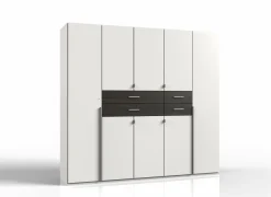 Kleerkast Denver 225cm - decor - wit & carbon eik