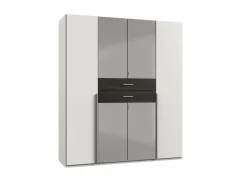 Kleerkast Denver 180cm - decor - wit & carbon eik