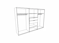 Kleerkast Diver 270cm - decor - wit/grafiet