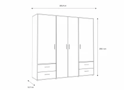 Kleerkast Mokkaro 206cm - decor - zwart & kastanje eik