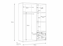 Kleerkast Mokkaro 145cm - decor - wit & sonoma eik
