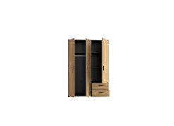 Kleerkast Mokkaro 145cm - decor - zwart & kastanje eik