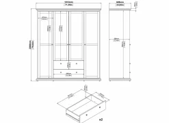 Kleerkast Paris 181cm - decor - wit
