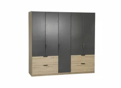 Kleerkast Quadraspin 226cm - decor - artisanale eik/ metallic grijs