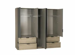 Kleerkast Quadraspin 226cm - decor - artisanale eik/ metallic grijs